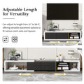 51'' 98.4'' Modern Extendable Tv Stand For Tvs Up To 90 Inches, Entertainment Center Media Console Corner Console With 2 Drawers And 4 Shelves For Living Room, White & Black White Black 80 89 Inches Mdf