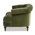 La Rosa Victorian Chesterfield Loveseat, Olive Green Performance Velvet Olive Green Foam Velvet