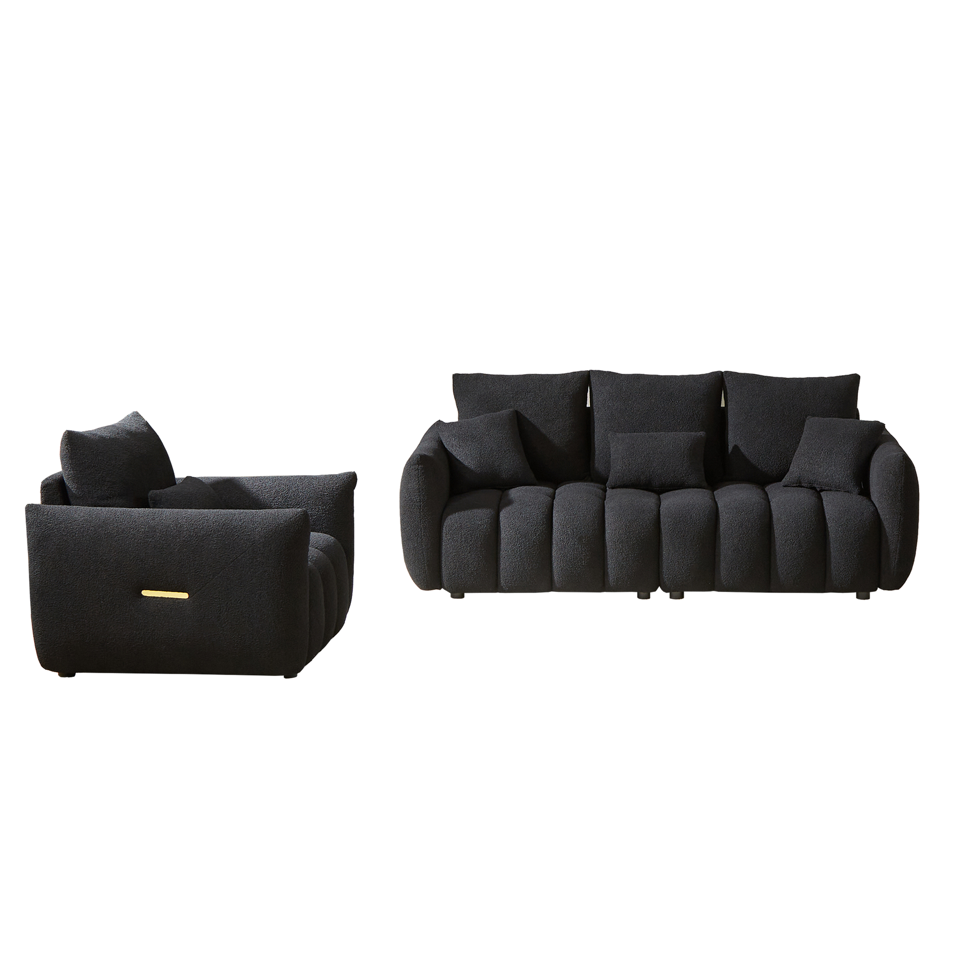 3 Seater 1 Seater Combo Sofa Modern Living Room Sofa, Teddy Sofa, Wooden Frame, 4 Cushions, Apartment Sofa Furniture Black Wood Primary Living Space Pine Foam Fabric 4 Seat