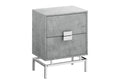 Accent Table, Side, End, Nightstand, Lamp, Storage Drawer, Living Room, Bedroom, Grey Laminate, Chrome Metal, Contemporary, Modern Grey Particle Board