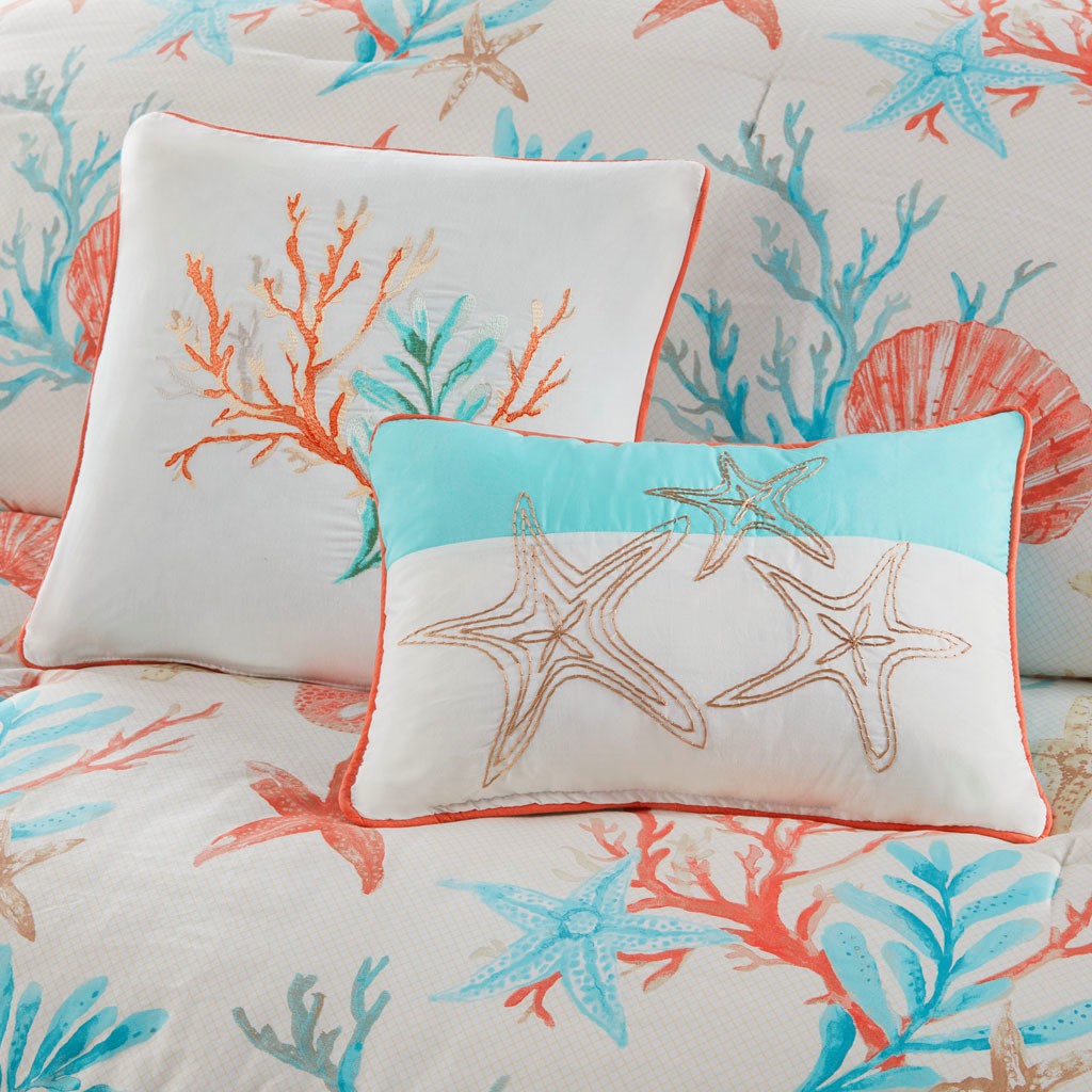 7 Piece Cotton Sateen Comforter Set Coral King King Coral Cotton