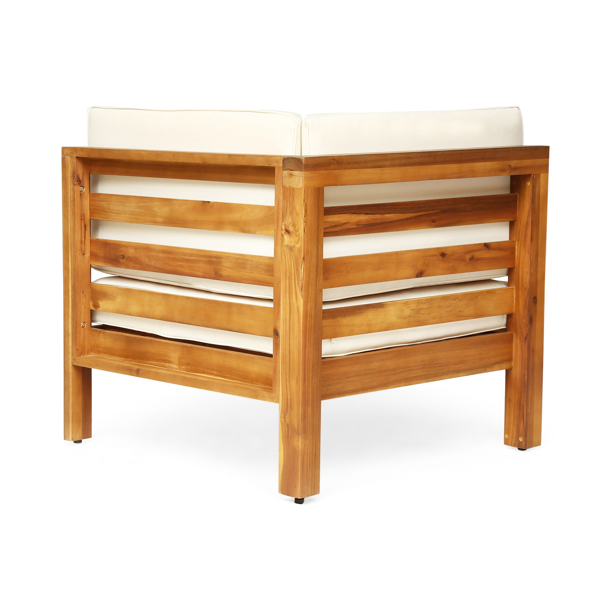 Oana Corner Chair Table, Beige Beige Acacia Wood