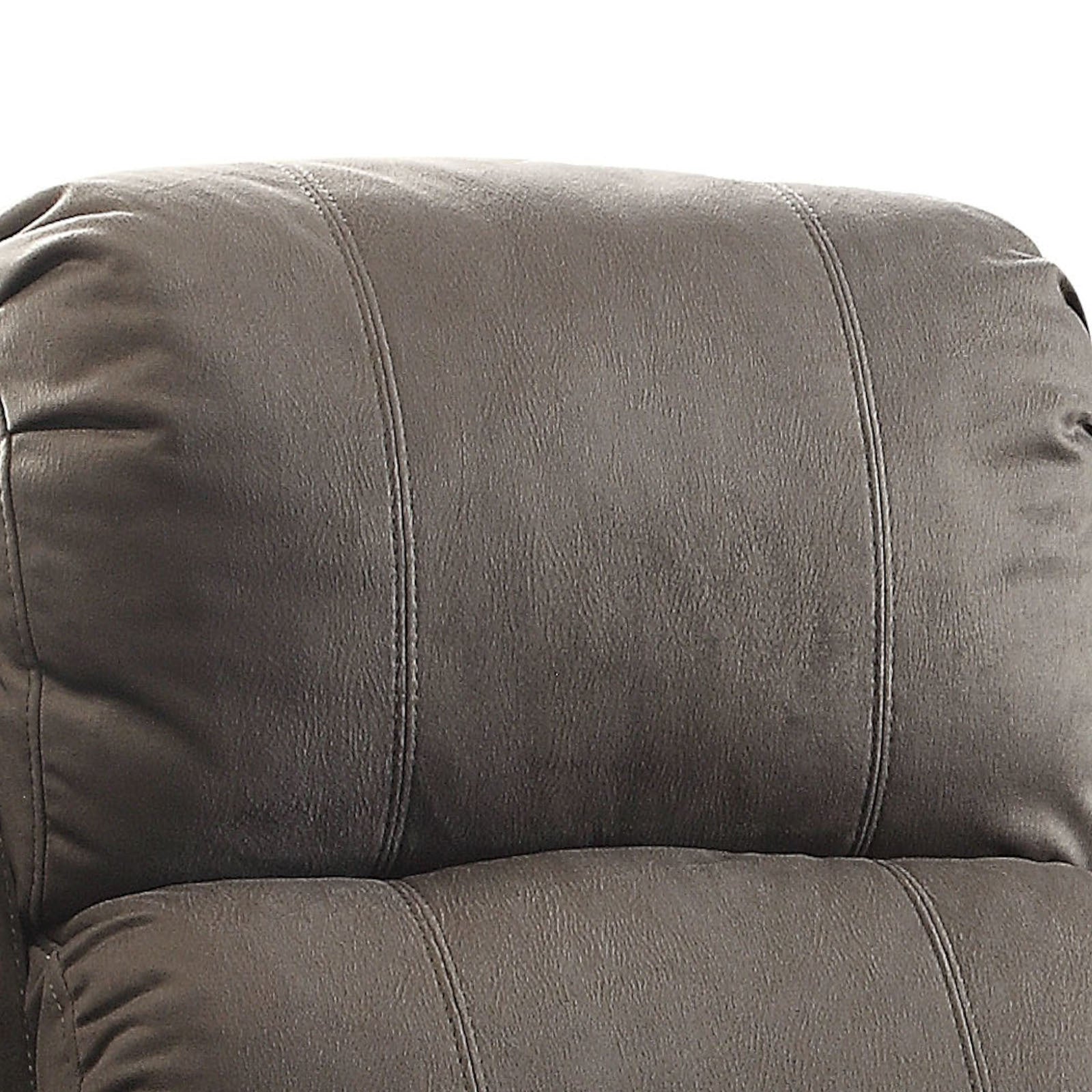 Charcoal Polished Recliner With Pillow Top Arm Charcoal Microfiber Manual Handle Metal Primary Living Space Tight Back Handle Pillow Top Arms Fabric Metal