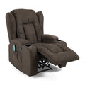 Massage Recliner Brown Fabric