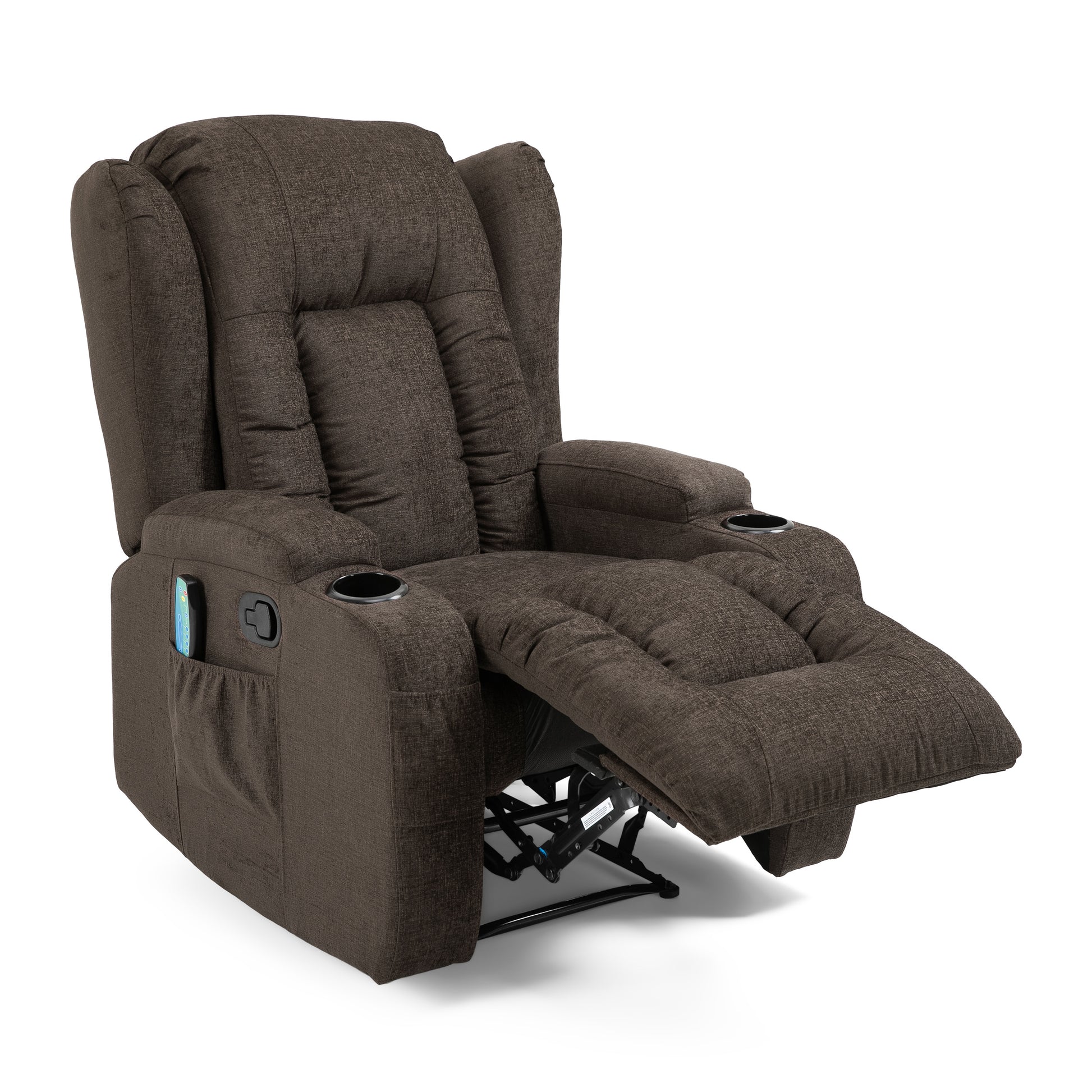 Massage Recliner Brown Fabric