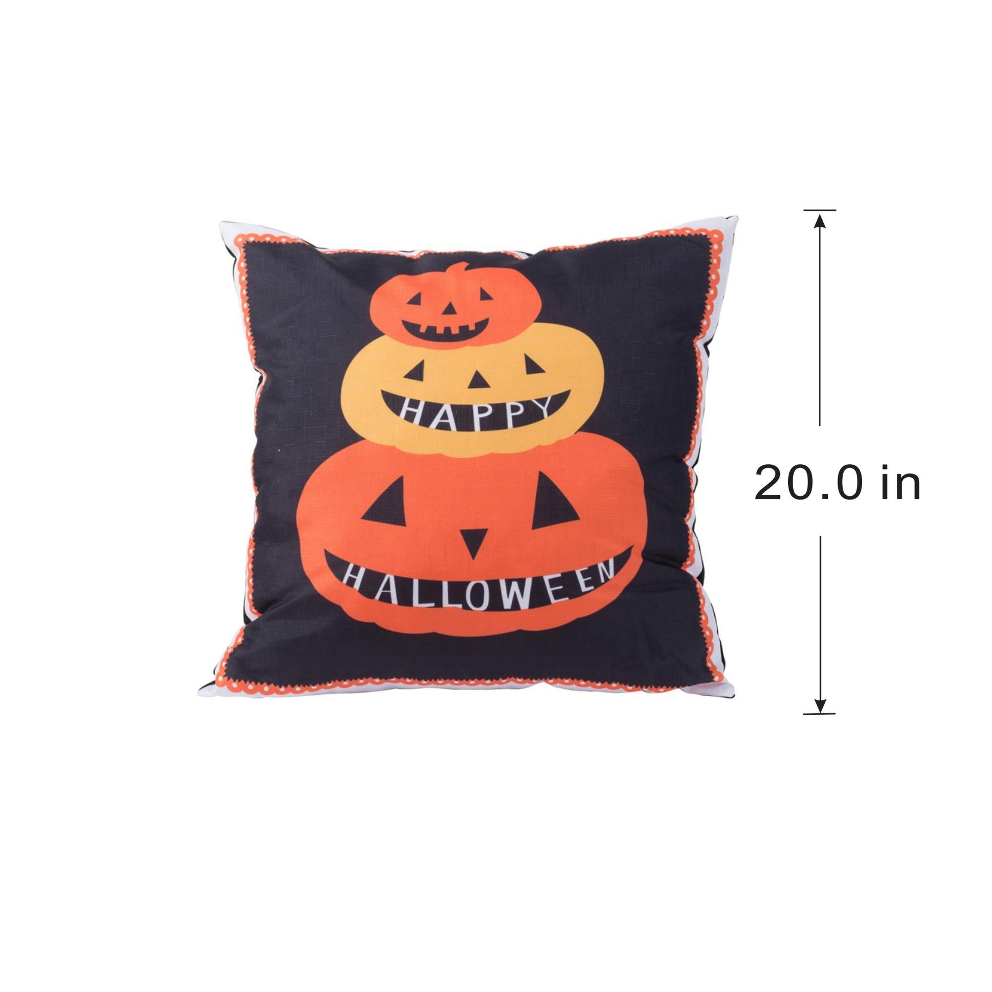 20X20" Halloween Pumpkin Pillow Black Orange Polyester