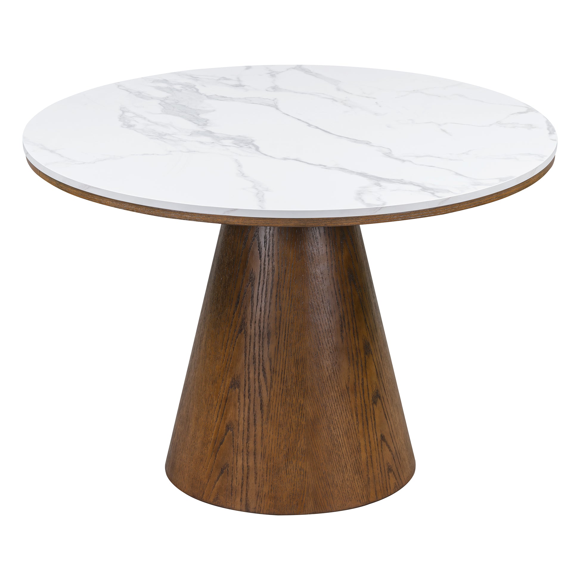 Retro Round Dining Table Minimalist Elegant Table For Living Room, Dining Room White Brown Brown White Rubber Wood