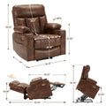 Lift Chairs Recliner For Elderly Heat And Massage Chair Recliner Electric Power Recliner With Cup Holder Extended Footrest Usb & Type C Ports, Brown Light Brown Wood Primary Living Space Heavy Duty