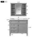 36'' Bathroom Vanity With Medicine Cabinet, Modern Bathroom Storage Cabinet With 2 Soft Closing Doors And 4 Drawers, Single Sink Bathroom Vanity Grey Bathroom Ceramic,Solid Wood Mdf