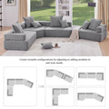 156''Oversized Modular U Shaped Sectional Sofa,Luxury Boucle Floor Couch Set,Convertible Sleeper Couch,Spacious Foam Filled Sofa Bed For Living Room,4 Pc Free Combination,2 Color Gray Boucle 6 Seat