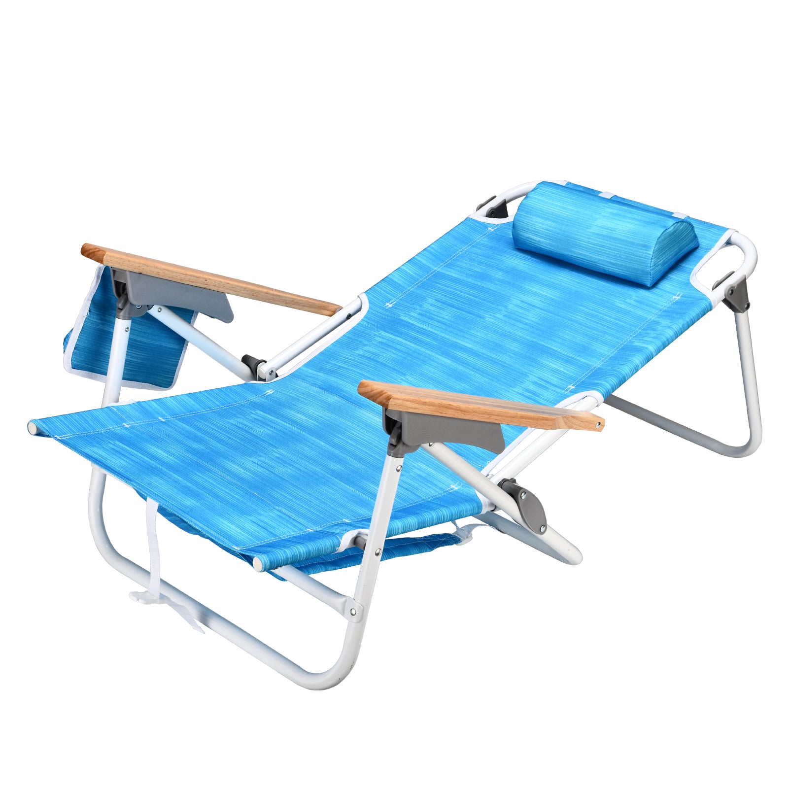 1Pcs Backpack Beach Chairs For Adults Beach Towel Backpack Beach Chairs For Adults 5 Position Chair With Pouch Folding Lightweight Positions Back Pack 13 Inch High No Aqua Blue Water Resistant Frame