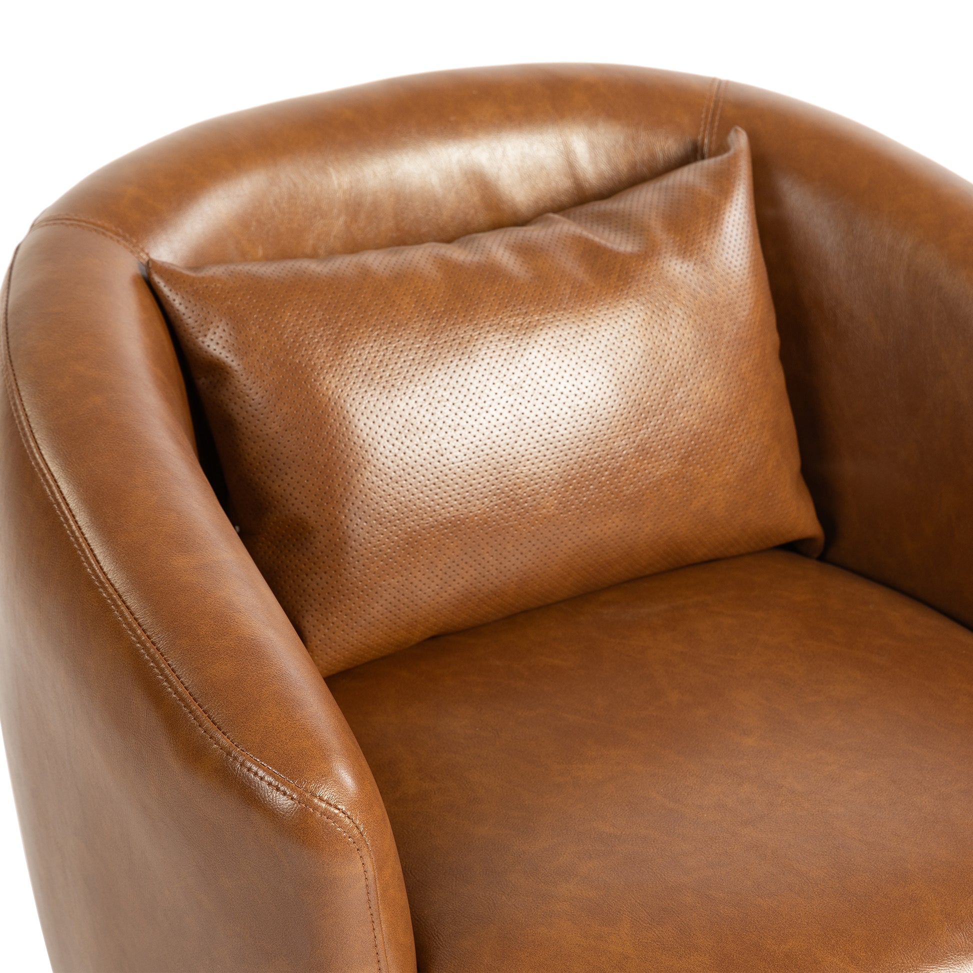 Upholstered Swivel Barrel Armchair With Storage Modern Living Room Side Chair For Bedroom Office Reading Spaces Pu Light Brown Light Brown Upholstered