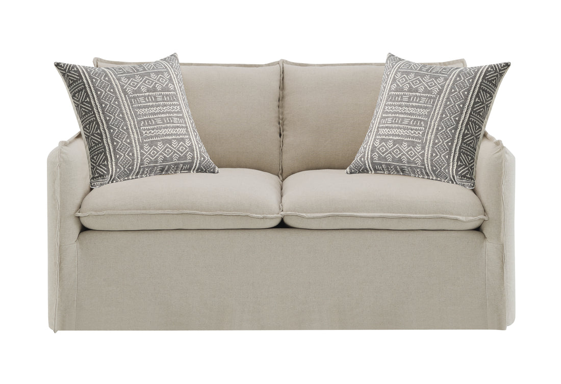 Upendo Loveseat W 2 Pillows, Beige Linen Beige Linen