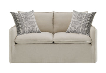 Upendo Loveseat W 2 Pillows, Beige Linen Beige Linen