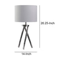 27 Inch Accent Table Lamp, Hardback Fabric Drum Shade, White, Silver Chrome Silver White Glass Metal