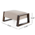 Sleek And Stylish Ottoman, Beige Beige Polyester,Wood
