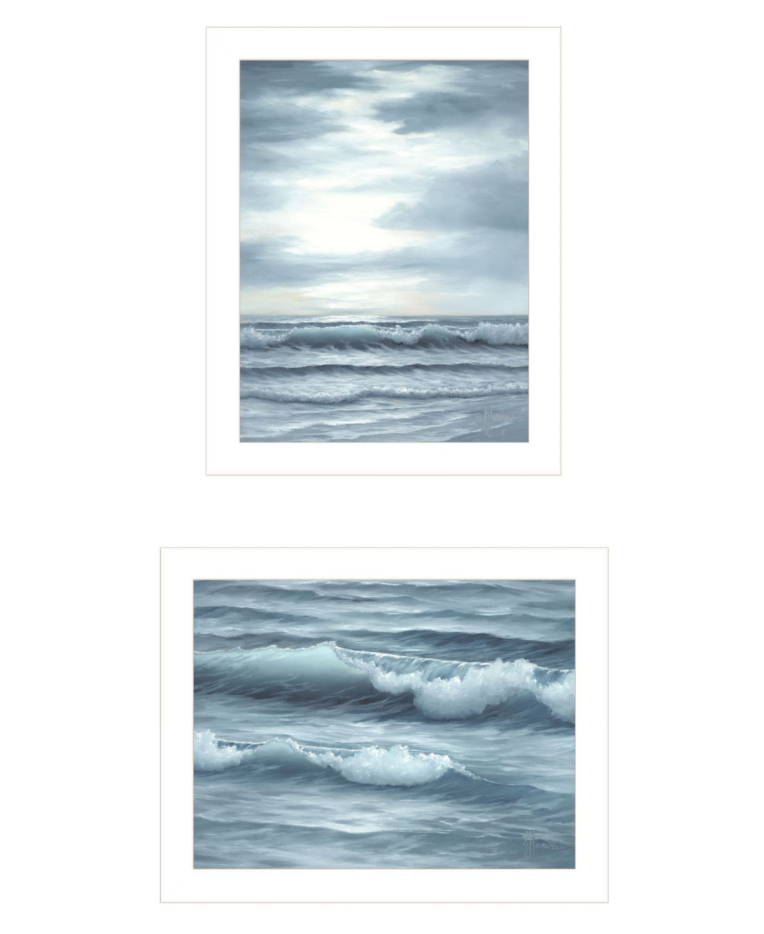 "The Ocean Blue High Tide At Sunset" Framed Wall Art For Living Room, Wall Art Print For Home Decor, Bedroom Wall Art By Georgia Janisse Multicolor Wood Paper