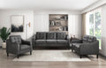 Gray Polished Microfiber Upholstered 1Pc Chair Button Tufted Contoured Arms Solid Wood Frame Casual Living Room Furniture Gray Primary Living Space Traditional,Transitional Solid Wood