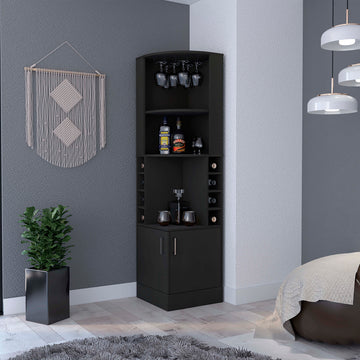 Syrah Corner Bar Cabinet Black Particle Board Particle Board