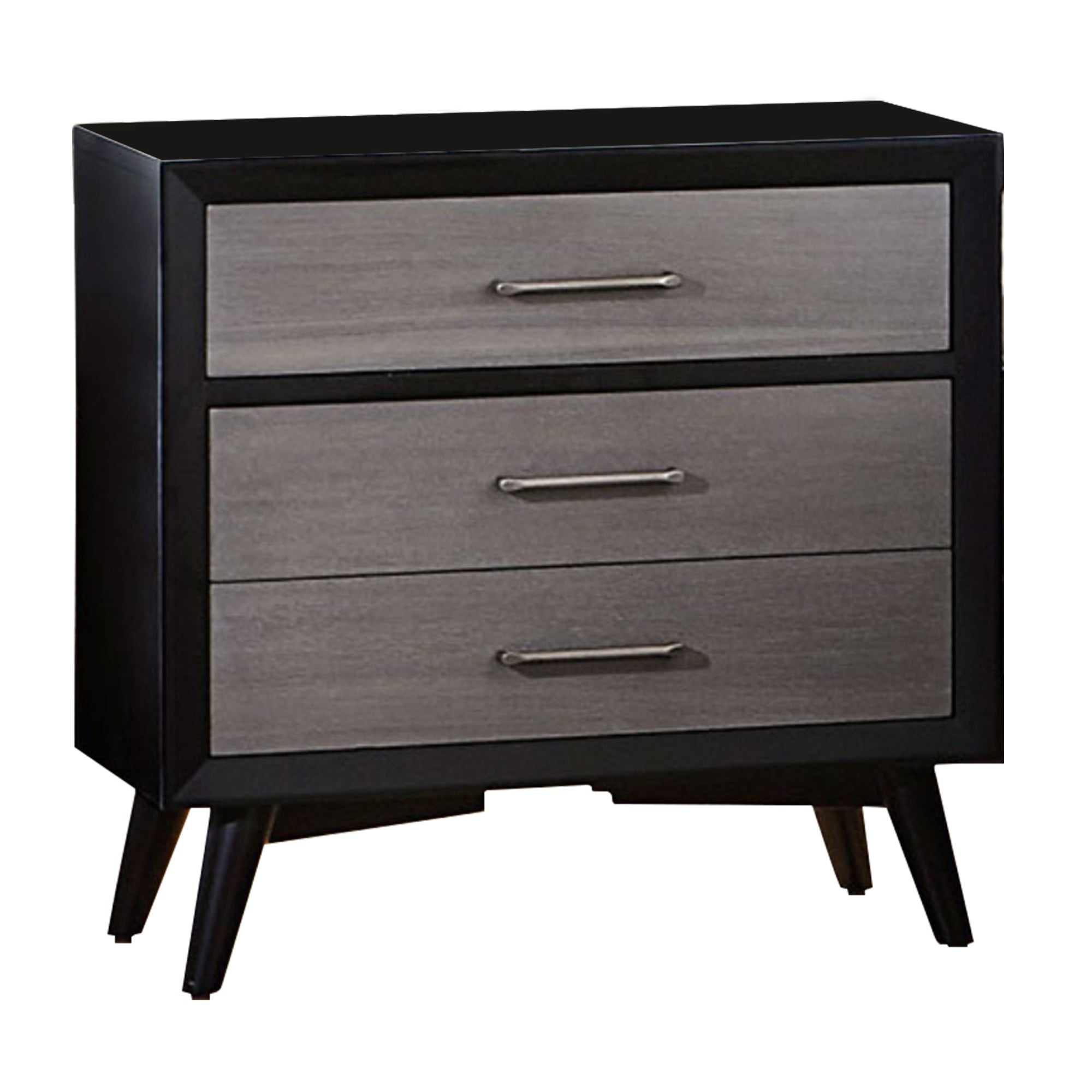 Contemporary Style Wooden Night Stand In Black And Gray Black Grey Wood