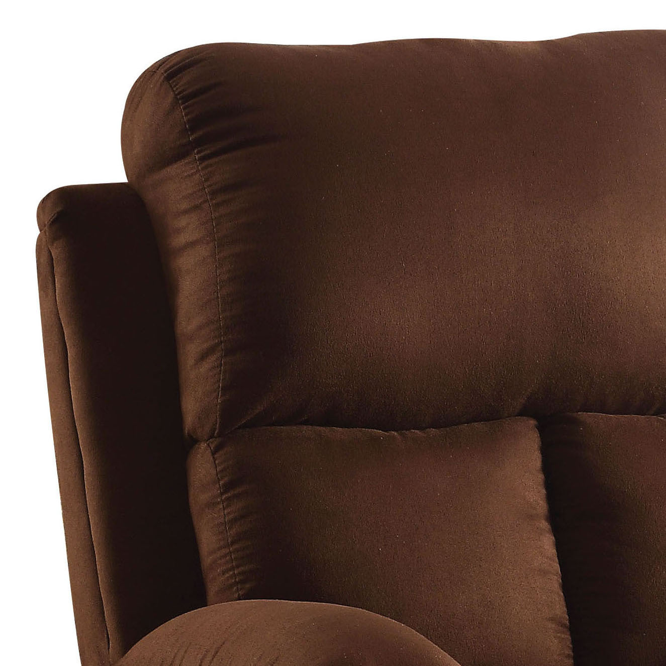 Chocolate Pillow Top Arm Recliner Chocolate Microfiber Manual Handle Wood Primary Living Space Pillow Back Handle Pillow Top Arms Microfiber