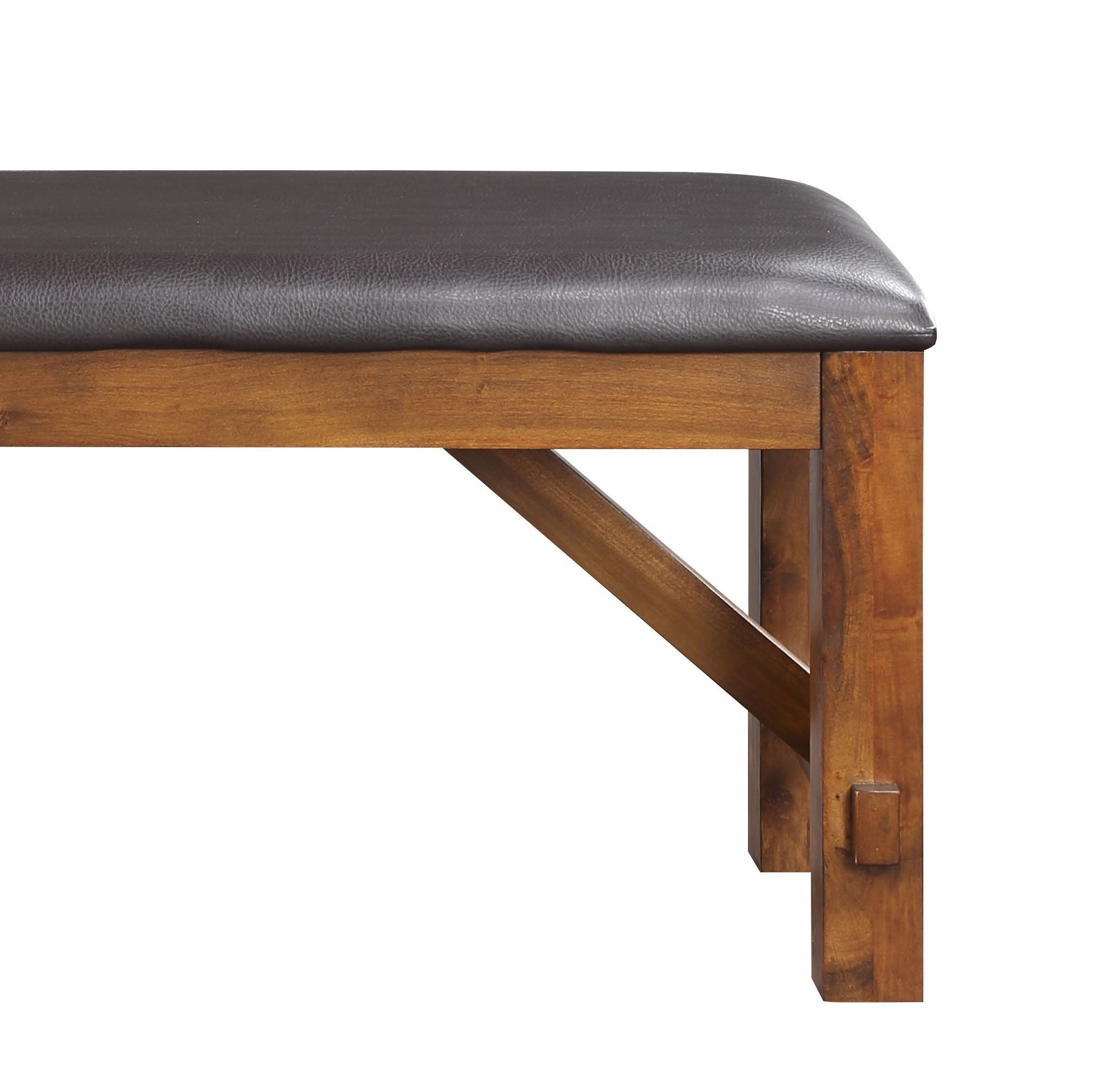 Espresso And Walnut Bench With Padded Seat Espresso Dining Room Faux Leather