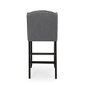 Vienna Contemporary Fabric Tufted Wingback 31 Inch Counter Stools, Set Of 2, Charcoal And Dark Brown Charcoal Fabric