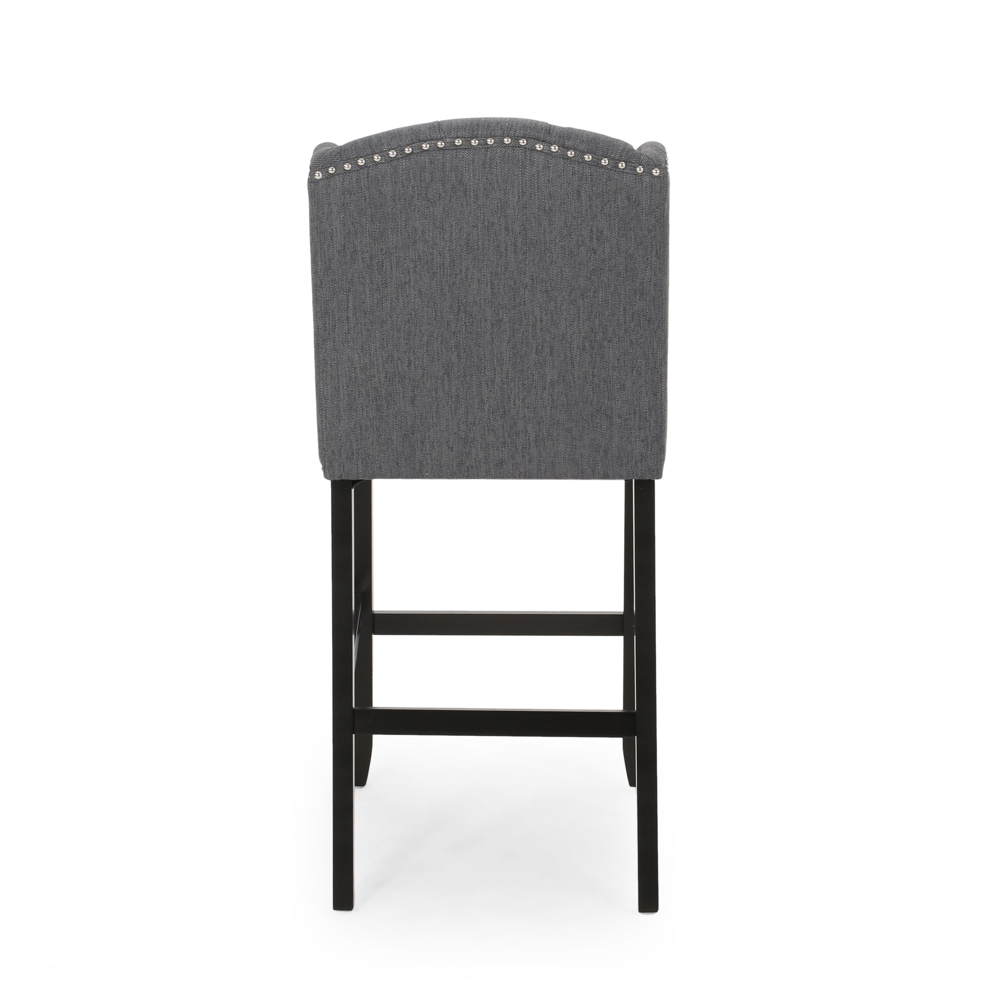Vienna Contemporary Fabric Tufted Wingback 31 Inch Counter Stools, Set Of 2, Charcoal And Dark Brown Charcoal Fabric