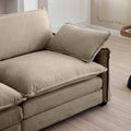 Over Size U Shape Corduroy Sofamodern Upholstered 4 Seater Sofa With 2 Ottomans, Premium Soft Corduroy Fabric Sofa Camel Corduroy 4 Seat