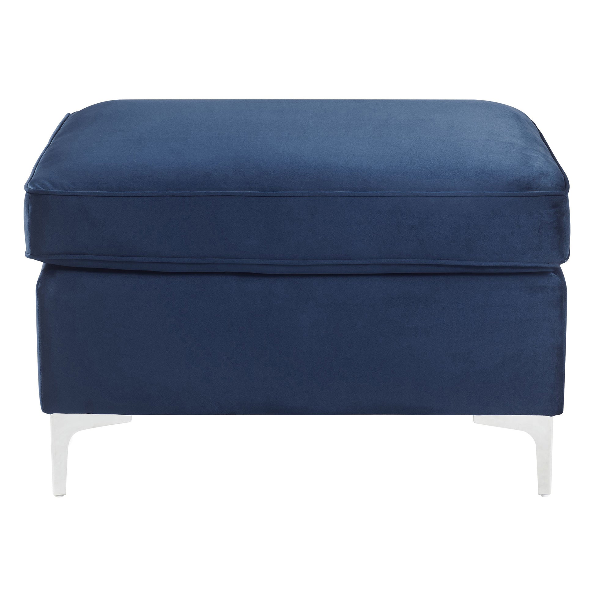 Blue Rectangle Ottoman Blue Primary Living Space Solid Blue Pine Rectangle Fabric Metal