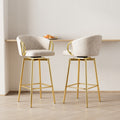 30 Inch Dining Chairs Set Of 2 Modern Style 360 Swivel Bar Chairs With Simple Design, Comfortable High Stools, And Flexible Dining Chairs Suitable For Bars, Restaurants,Velvet Bar Chair Beige Beige