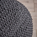 Hollis Knitted Cotton Pouf Cube 20 X 20 X 16 Pouf Dark Grey Cotton