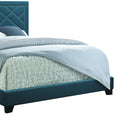 Dark Teal Eastern King Panel Bed With Trim Box Spring Required King Teal Wood Bedroom Contemporary Panel Linen Wood Fabric