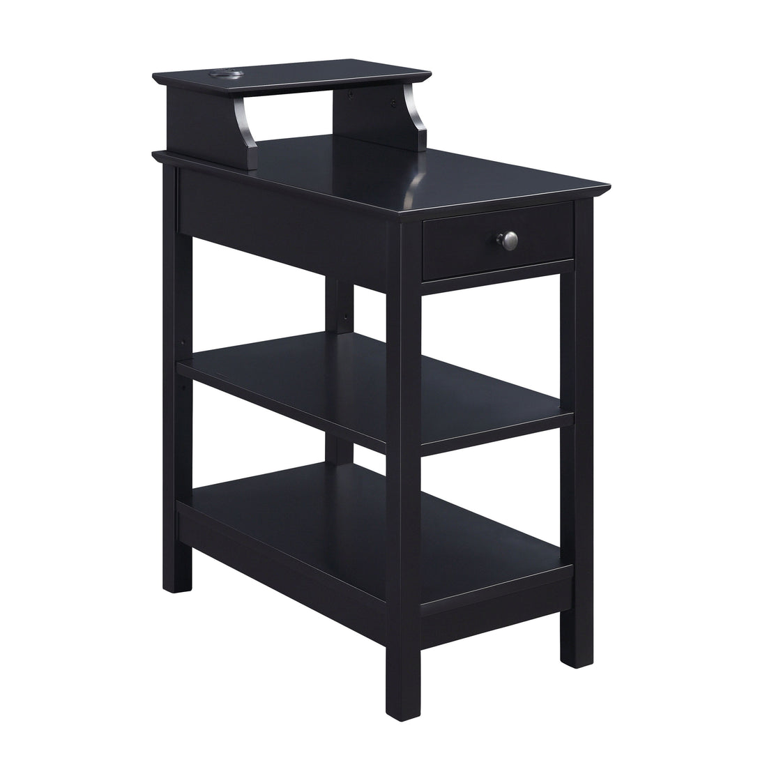 Black Storage Accent Table With Usb Black Primary Living Space Pine Drawers Rectangular Wood