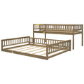 Twin Xl Over Queen Bunk Bed With Ladder And Guardrails, Walnut Expected Arrival Time: 10.27 Box Spring Not Required Twin Xl Walnut Wood Bunk Solid Wood Mdf