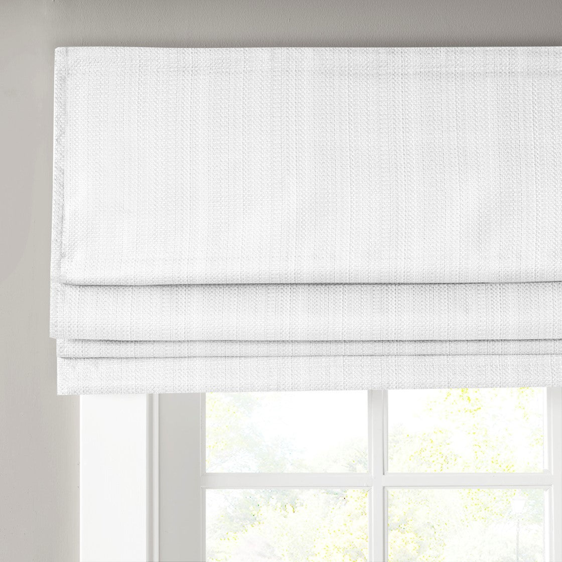 Basketweave Room Darkening Cordless Roman Shade White Polyester