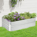 Outsunny Galvanized Raised Garden Bed Kit With Reinforcing Bars, Large And Tall Metal Planter Box For Vegetables, Flowers And Herbs, 6' X 3' X 2', Silver Silver Steel