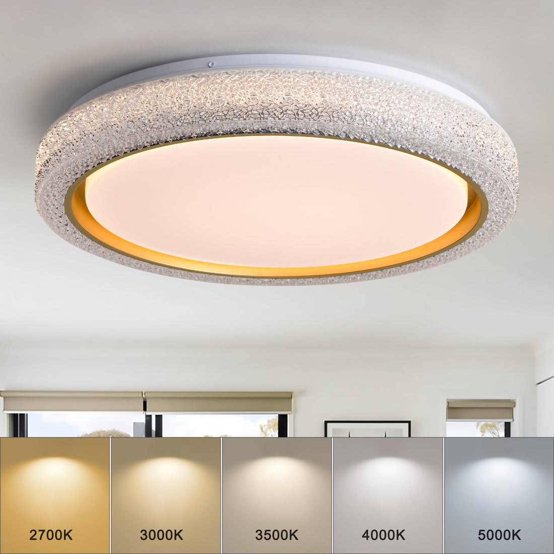 Led Flush Mount Ceiling Light Fixture, 19.69In 36W,3600Lm, 5 Cct Colors 2700K 3000K 3500K 4000K 5000K, Dimmable Modern Flush Mount Light Fixture For Bedroom Bathroom Hallway White Abs Acrylic