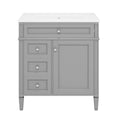 30'' Bathroom Vanity With Top Sink, Modern Bathroom Storage Cabinet With 2 Drawers And A Tip Out Drawer, Freestanding Vanity Set With Mirror Cabinet, Single Sink Bathroom Vanity Grey Bathroom Solid