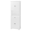 Tall Bathroom Cabinet With Four Doors, Large Storage Space Open Shelve, Upper Storage Cabinet, White White Mdf