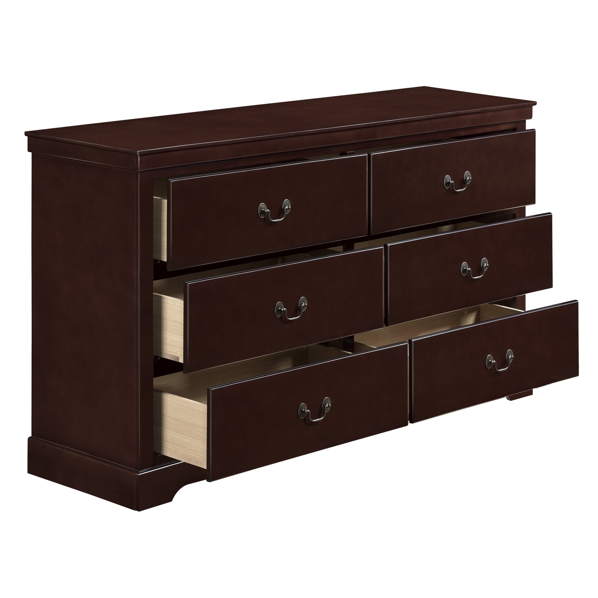 Classic Traditional 1Pc Dresser Of 6 Drawers Cherry Finish Bedroom Wooden Storage Furniture Cherry Wood