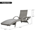 K&K 80'' Outdoor Wicker Chaise Lounge Chairs Set Of 2, Patio Rattan Reclining Chair Pull Out Side Table Adjustable Backrest Ergonomic Wave Design Pool Sunbathing Recliners, Grey No Lounge Grey Seats
