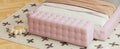 All Covered Velvet Upholstered Ottoman, Rectangular Footstool, Bedroom Footstool, No Assembly Required, Elegant And Luxurious, Pink Pink Mdf