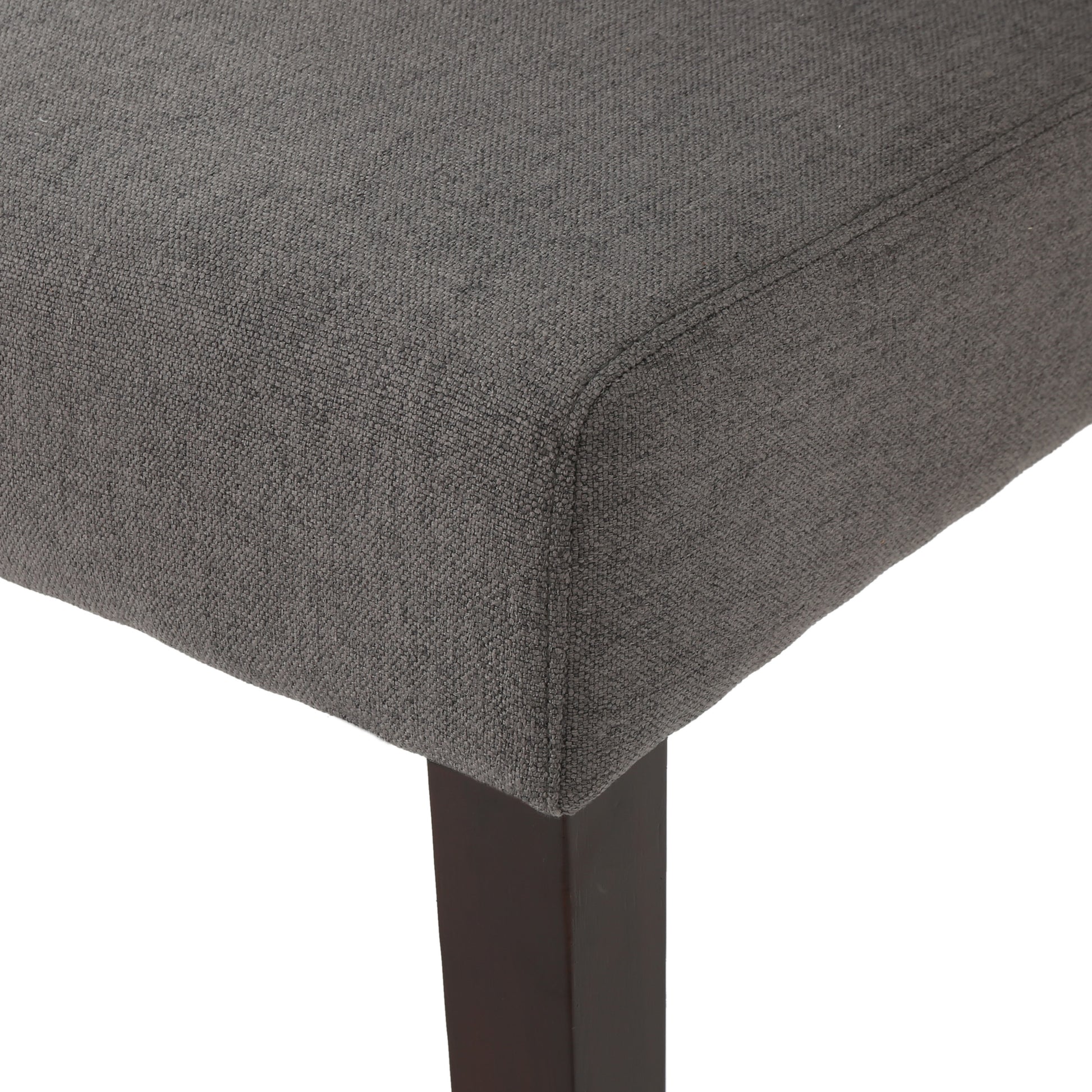 Dining Chair Dark Grey Wood Fabric