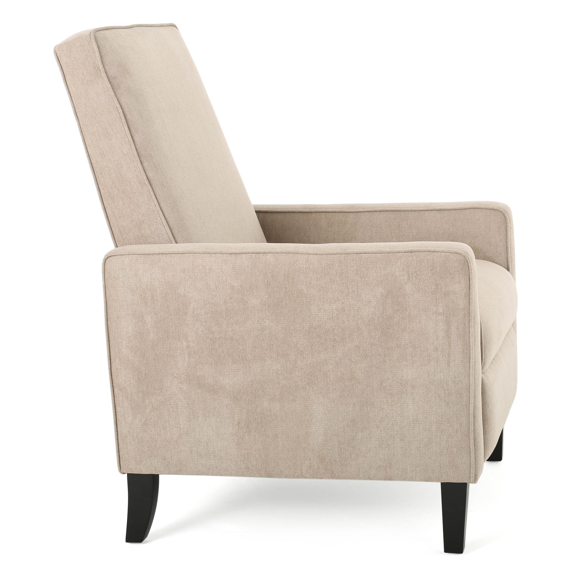 Minimalist Natural Linen Fabric Push Back Chair Natural Fabric