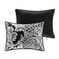 7 Piece Cotton Printed Comforter Set Black King King Black Polyester