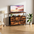 Tv Stand Dresser For Bedroom Entertainment Center With 5 Fabric Drawers, Storage Organizers Units For Living Room, Media Console Table With Open Shelf Up For 45