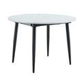 Table And Chair Set.Modern Extendable Mdf Dining Table.The Table Has A Telescopic Design, Suitable For Gatherings Of Different Size.Paired With 4 Chairs With Pu Cushions And Black Metal Legs. Dark Gray,White Seats 4 Mdf Metal