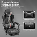 Gaming Chair With Speakers, High Back Computer Chair With Footrest, Lumbar Support And Headrest, Big And Tall Gamer Chairs With Heavy Duty Base Linkage Armrests For Adults Nylon Black Foam Faux Leather
