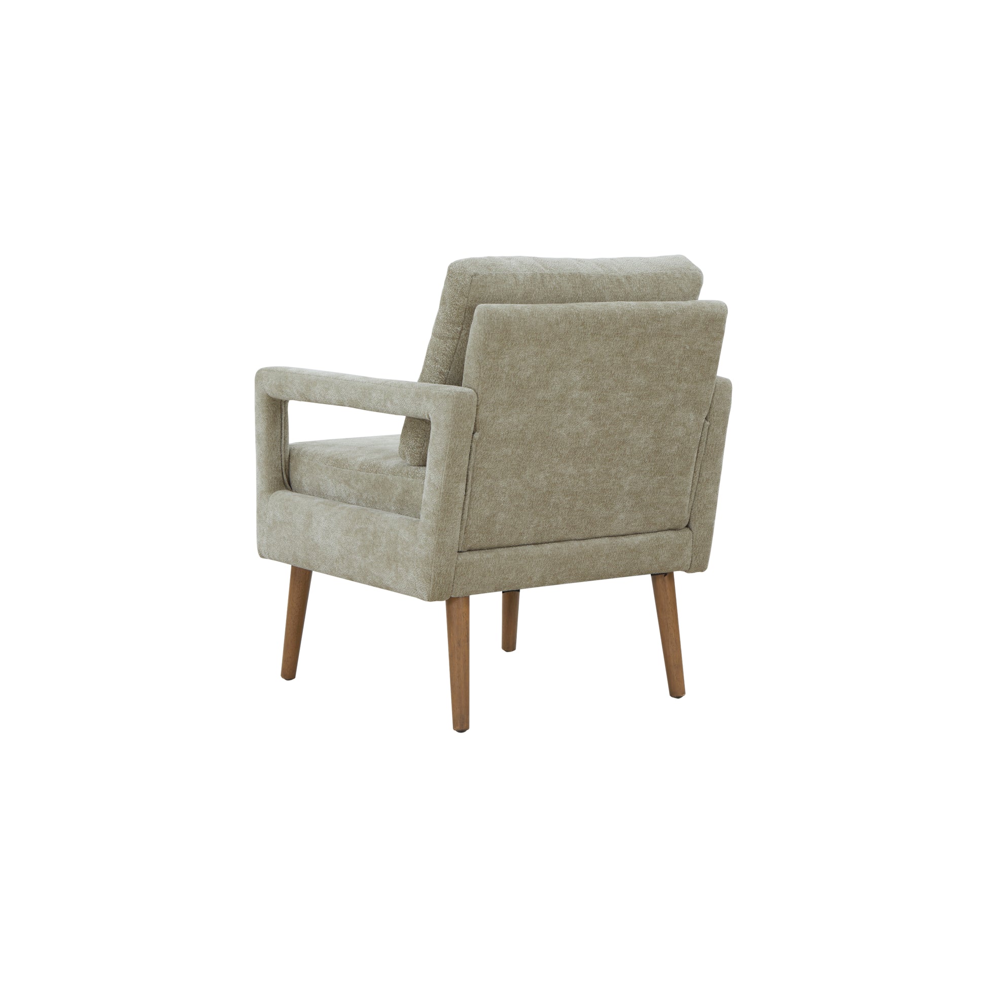 Mid Century Armchairaccent Chair With Chenille Armrest & Soft Cushion For Living Room, Bedroom, Home Office, Study, Light Grey Gray Foam Wood Fabric